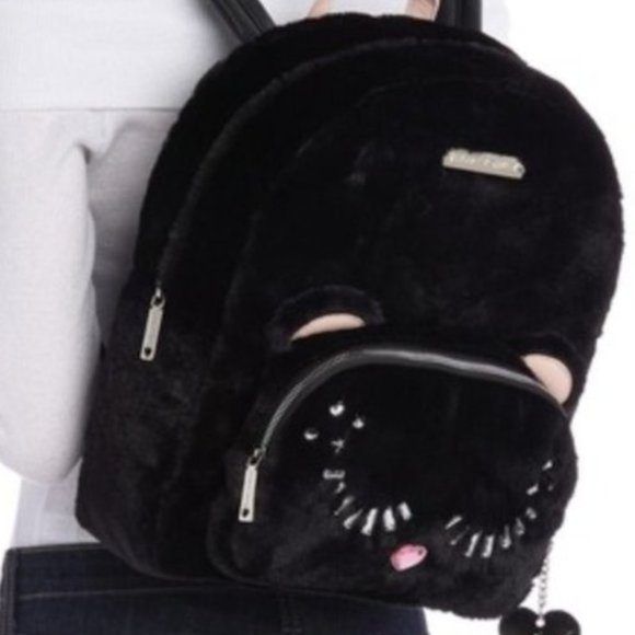 Betsey Johnson FUZZY FUR CAT BACKPACK - Picture 8 of 8